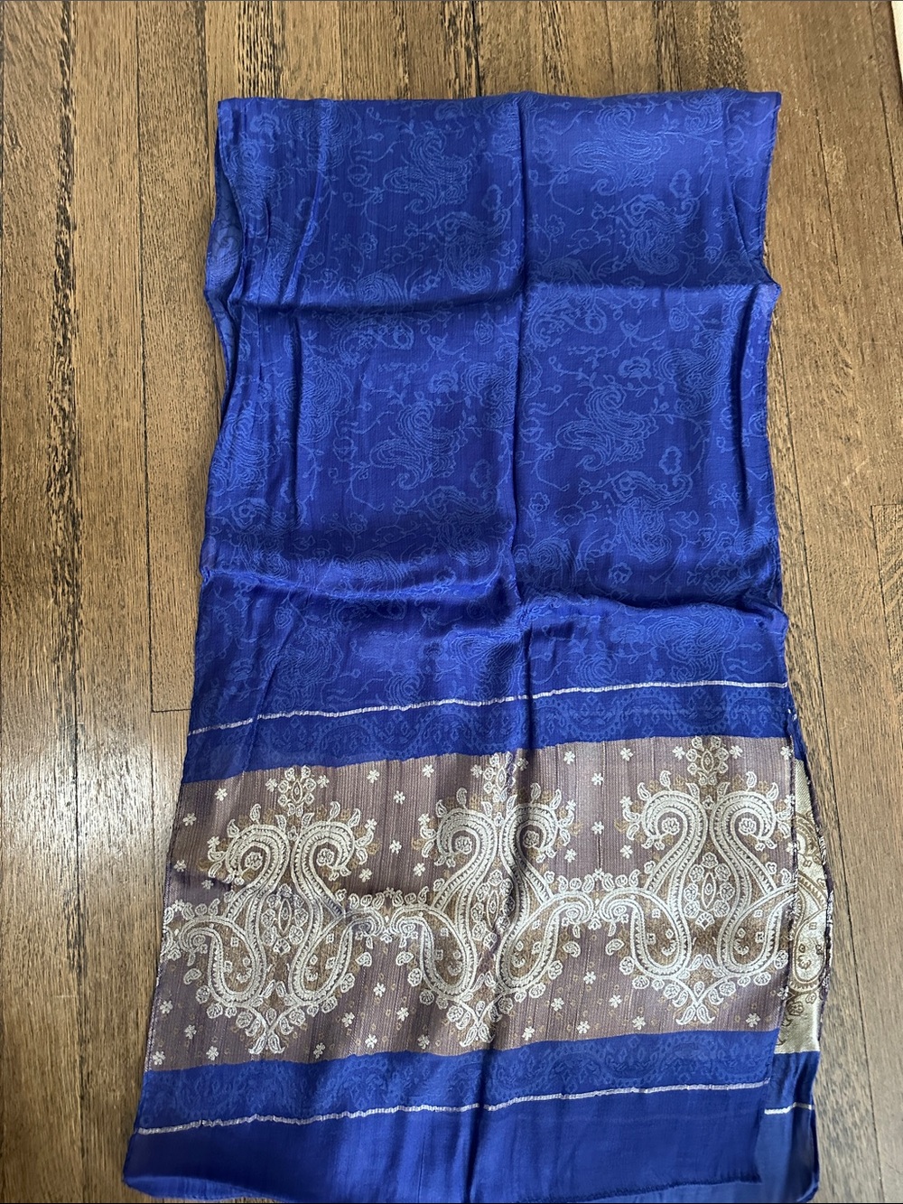 Blue Paisley 100% Silk Scarf